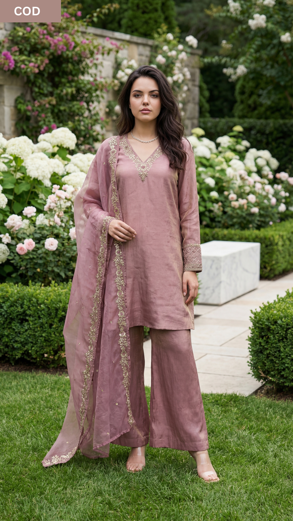 Rosé Aura Shimmer Suit Set