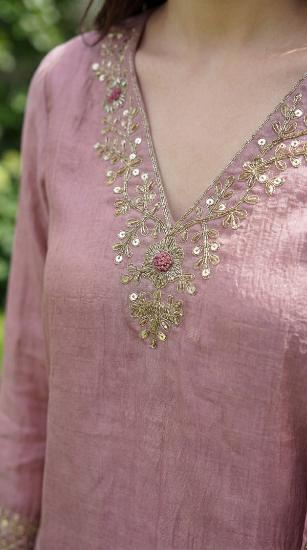 Rosé Aura Shimmer Suit Set