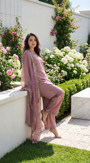 Rosé Aura Shimmer Suit Set