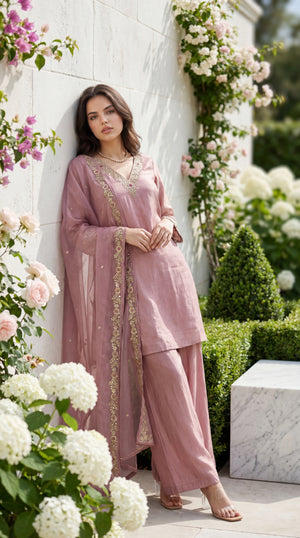 Rosé Aura Shimmer Suit Set