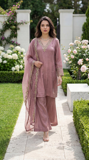 Rosé Aura Shimmer Suit Set