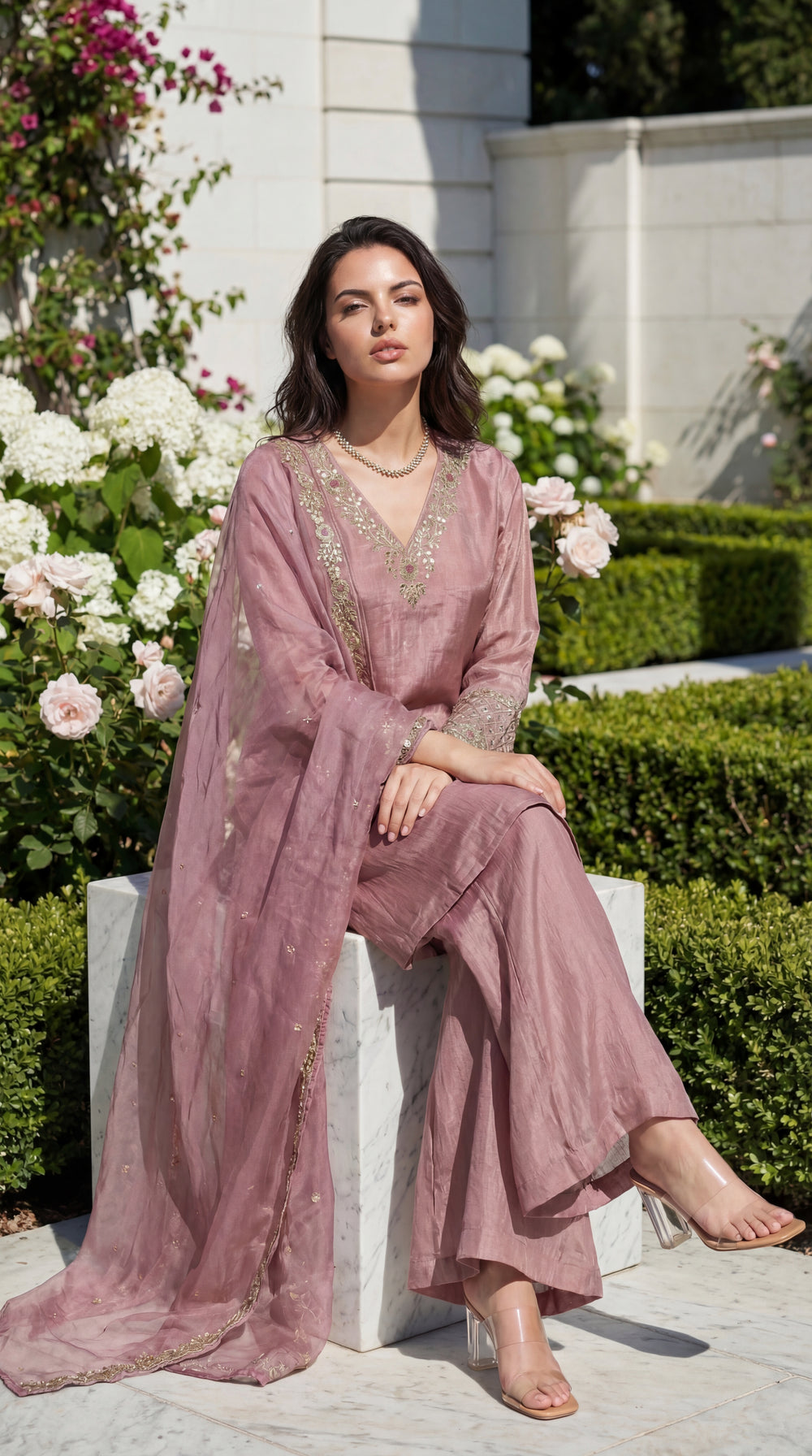 Rosé Aura Shimmer Suit Set