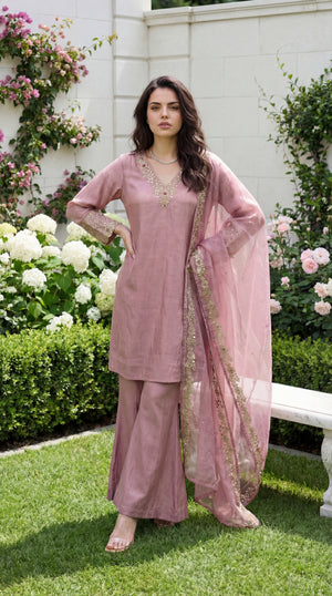 Rosé Aura Shimmer Suit Set