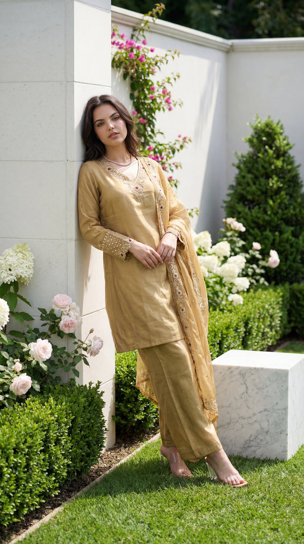 Golden Meadow Shimmer Suit Set