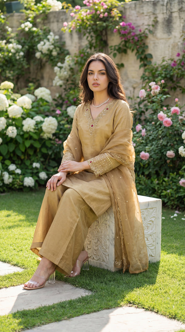Golden Meadow Shimmer Suit Set