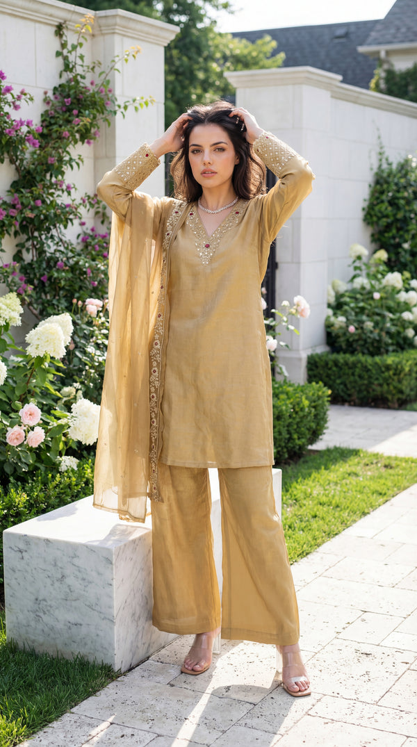Golden Meadow Shimmer Suit Set