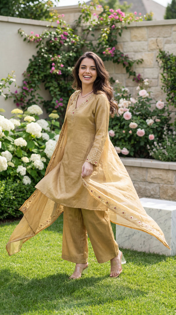 Golden Meadow Shimmer Suit Set