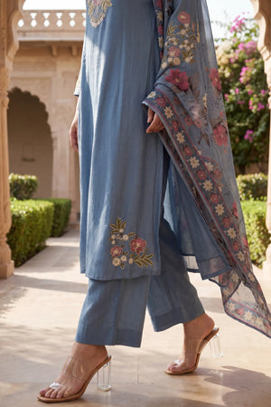Blue Belle Embroidered Suit Set