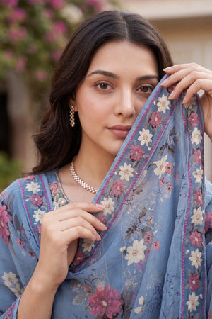 Blue Belle Embroidered Suit Set