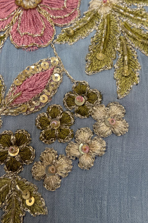Blue Belle Embroidered Suit Set