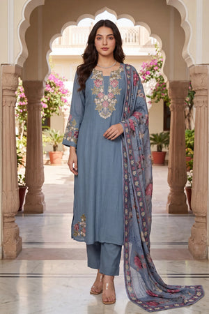 Blue Belle Embroidered Suit Set