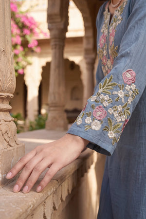 Blue Belle Embroidered Suit Set