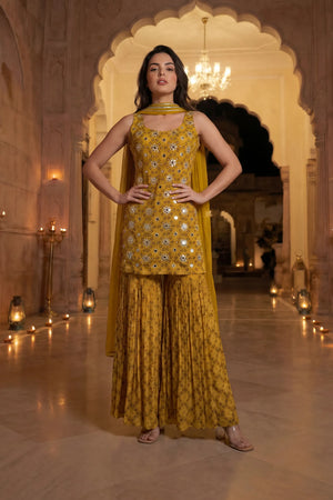 Sunlit Marigold Chinon Suit Set