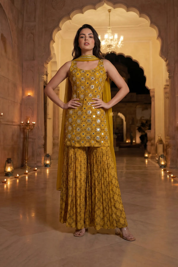 Sunlit Marigold Chinon Suit Set