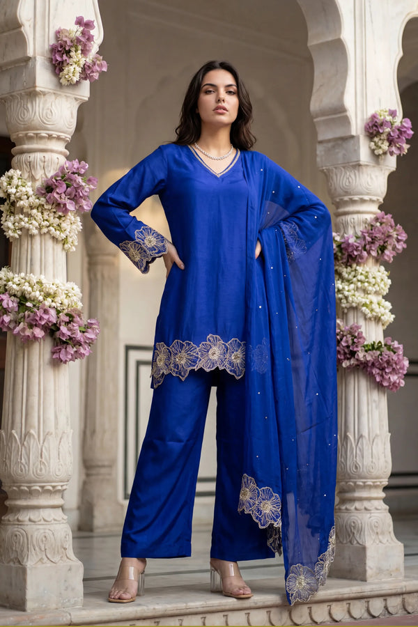 Royal Amethyst Russian Silk Suit Set