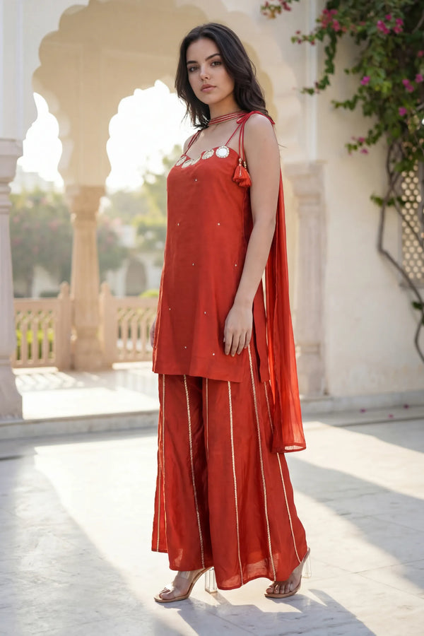 Amber Glow Russian Silk Suit Set