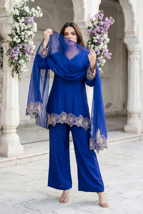 Royal Amethyst Russian Silk Suit Set