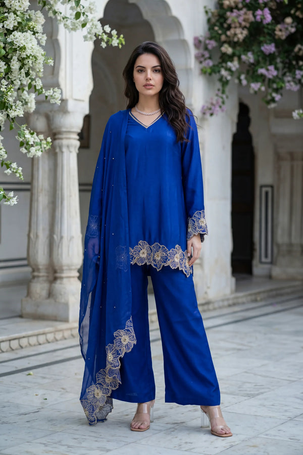 Royal Amethyst Russian Silk Suit Set