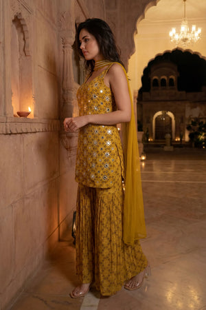 Sunlit Marigold Chinon Suit Set