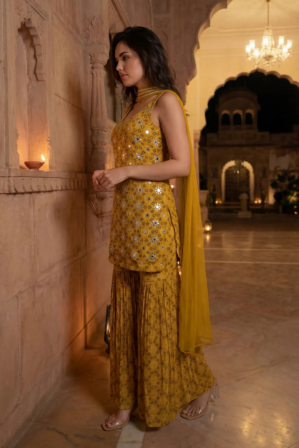 Sunlit Marigold Chinon Suit Set