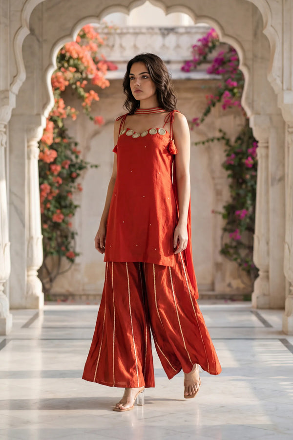 Amber Glow Russian Silk Suit Set