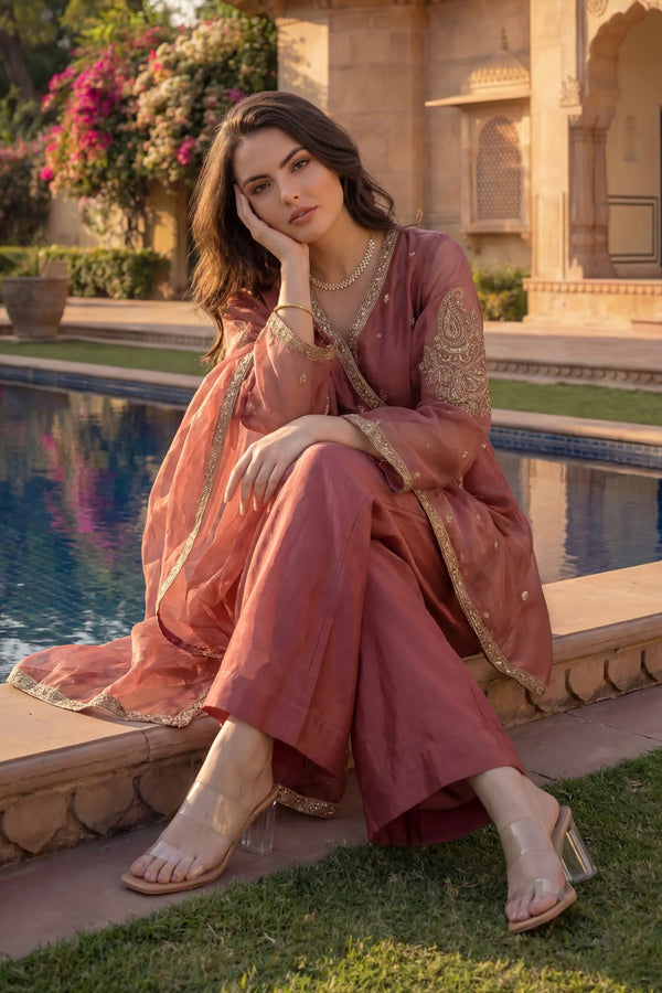 Blush Peach Swiss Tissue Suit Set