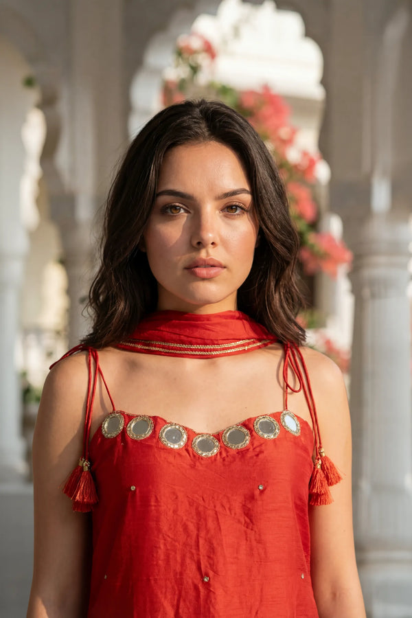 Amber Glow Russian Silk Suit Set