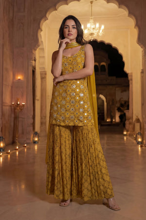 Sunlit Marigold Chinon Suit Set