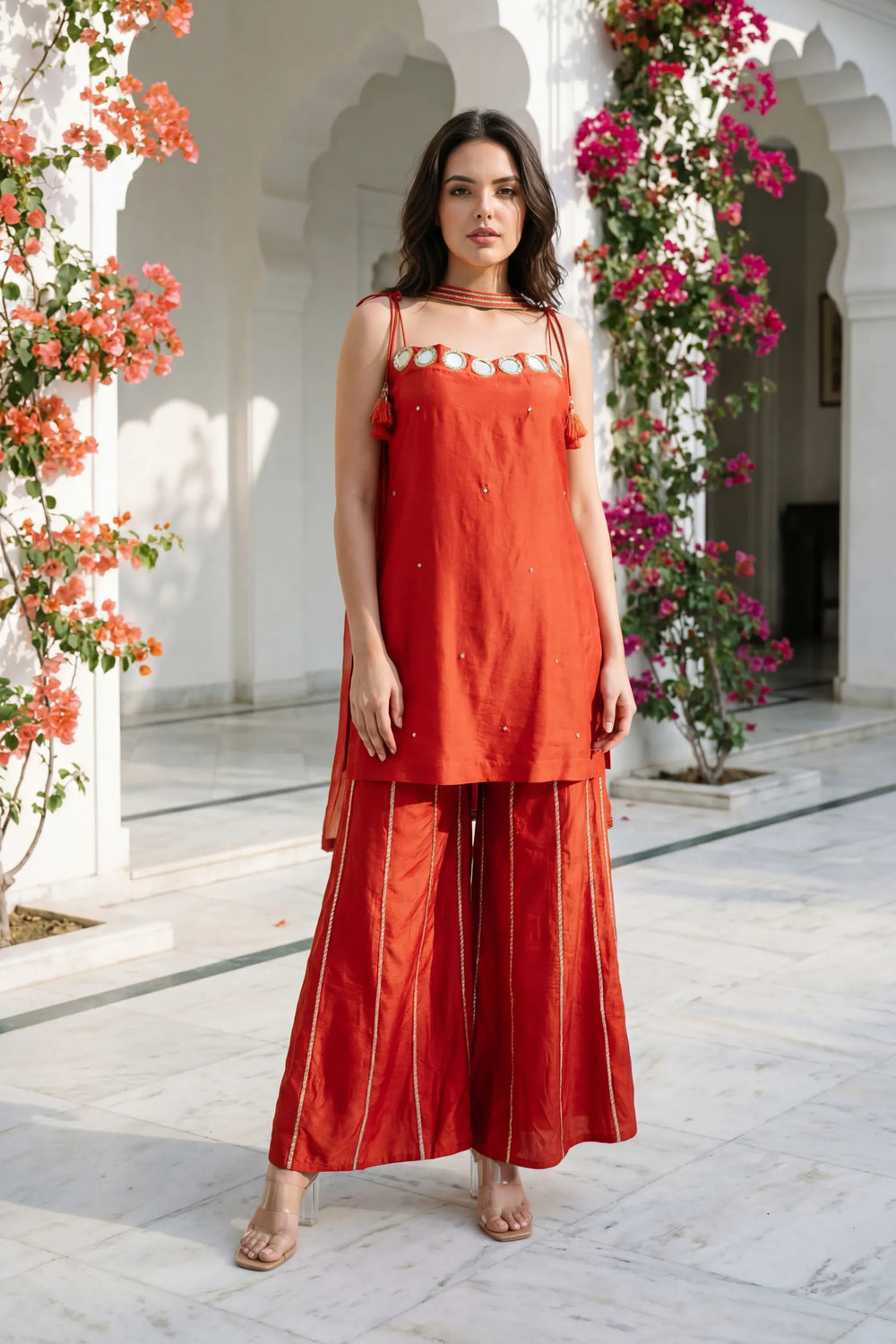 Amber Glow Russian Silk Suit Set
