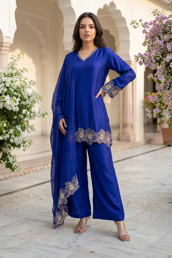 Royal Amethyst Russian Silk Suit Set