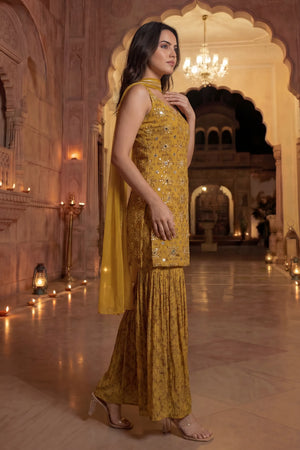 Sunlit Marigold Chinon Suit Set