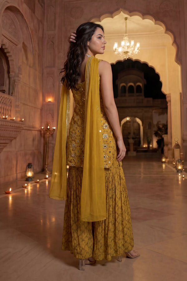 Sunlit Marigold Chinon Suit Set