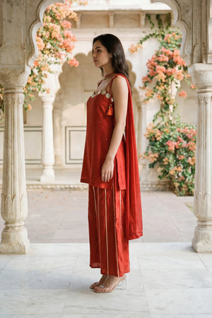 Amber Glow Russian Silk Suit Set