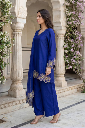 Royal Amethyst Russian Silk Suit Set