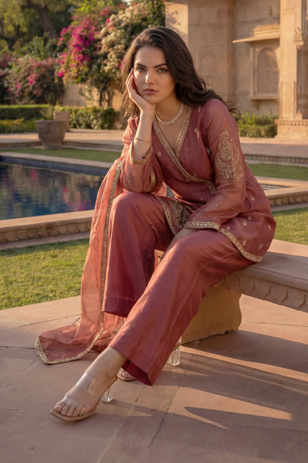 Blush Peach Swiss Tissue Suit Set