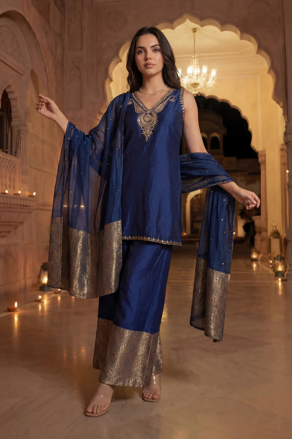 Imperial Plum Russian Silk Suit Set