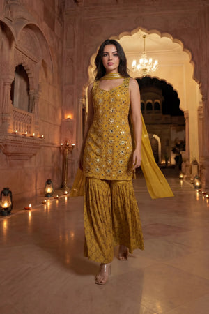 Sunlit Marigold Chinon Suit Set