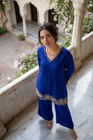 Royal Amethyst Russian Silk Suit Set