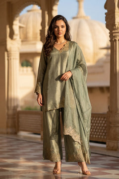 Sage Bloom Shimmer Tissue Suit Set