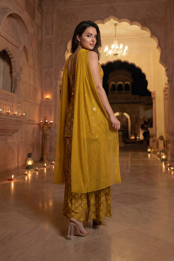 Sunlit Marigold Chinon Suit Set