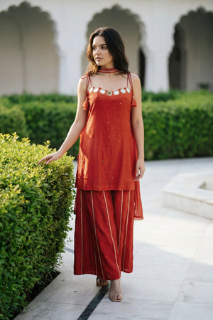 Amber Glow Russian Silk Suit Set