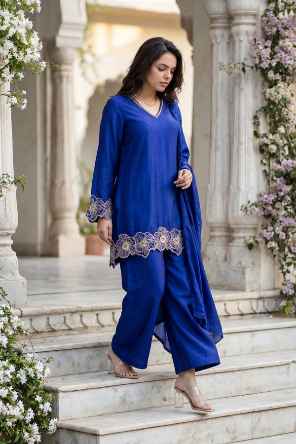 Royal Amethyst Russian Silk Suit Set