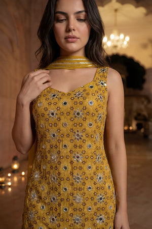 Sunlit Marigold Chinon Suit Set