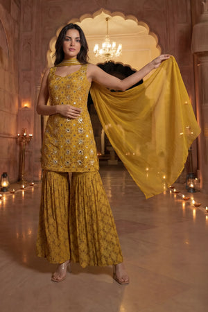 Sunlit Marigold Chinon Suit Set