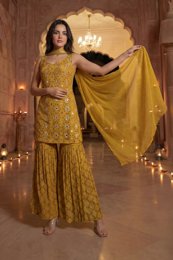 Sunlit Marigold Chinon Suit Set