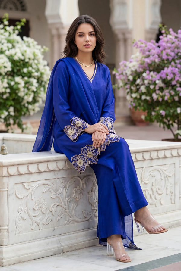Royal Amethyst Russian Silk Suit Set