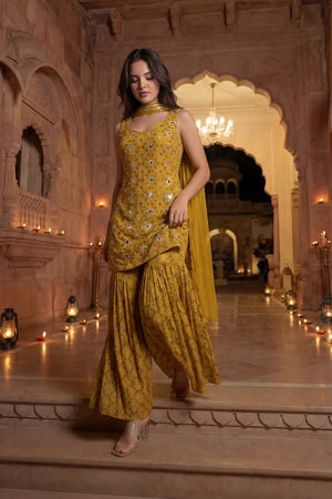 Sunlit Marigold Chinon Suit Set