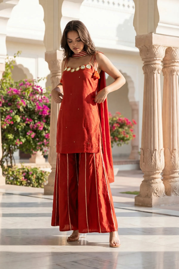 Amber Glow Russian Silk Suit Set