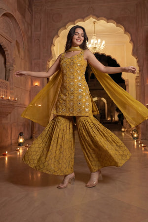 Sunlit Marigold Chinon Suit Set