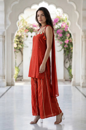 Amber Glow Russian Silk Suit Set